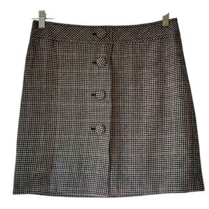LOFT Wool Blend Plaid Striped Button Mini‎ Skirt Women Casual Size 6